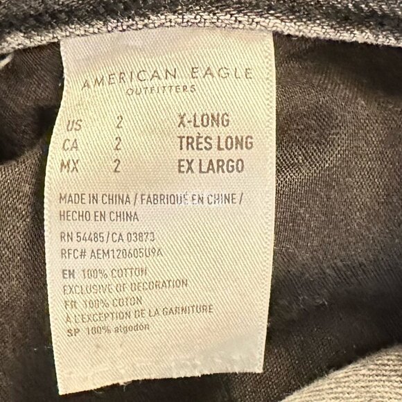 American Eagle Gray Ripped Distressed Skinny Straight Jeans Size 2 - Picture 7 of 7